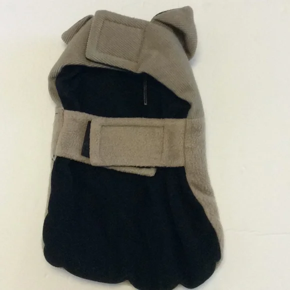 Dog Cat Pet Poly Fleece Brown Black Collared Jacket Sz XS - Picture 2 of 3